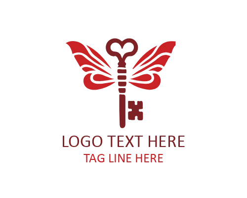 Soft Rounded Butterfly Key Logo