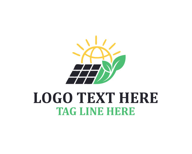  Solar Energy sun leaf Logo