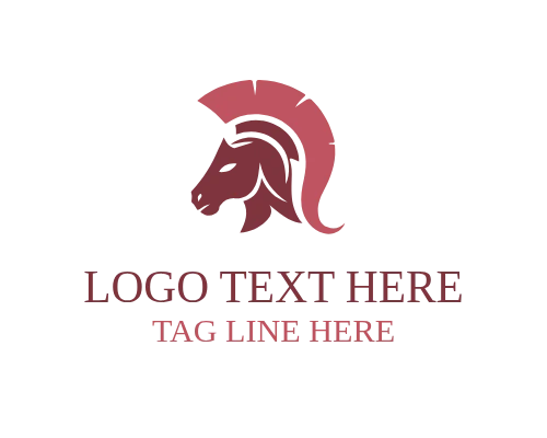 Spartan Helmet Horse Emblem Logo