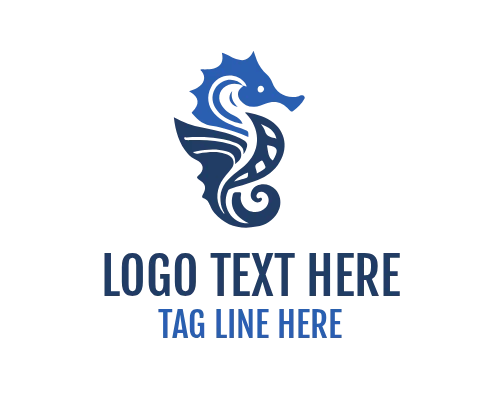 Spiral Artistic Sea Horse Logo