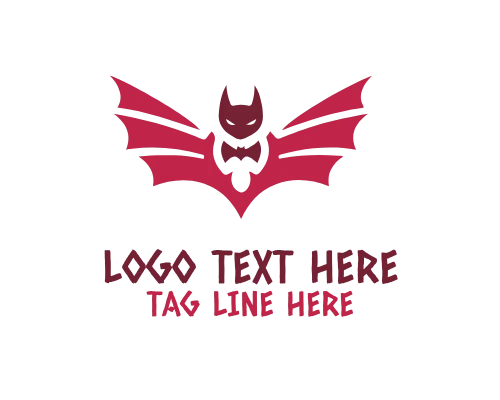 Spooky Bat Outline Logo