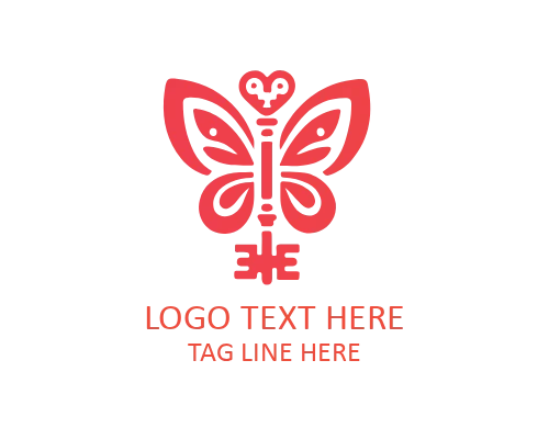 Square Minimal Butterfly Key Logo