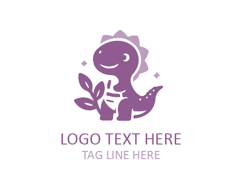 Standing Little Dino Cartoon Logo