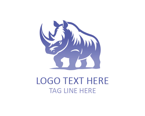 Standing Rhino Animal Logo