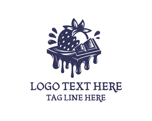 Strawberry Chocolate Ice Cream Cone Logo