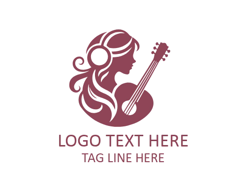 Street Guitar Women Logo for Urban Music Branding