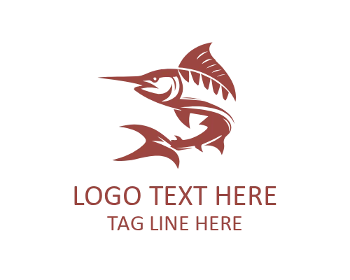 Strong Badge Marlin Fish Logo for Fishing Branding