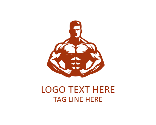 Strong Body Muscular Man Logo