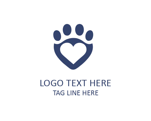 Strong Heart Paw Love Logo for Reliable and Caring Pet Brands