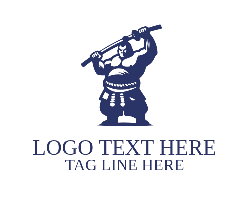Strong Japanese Wrestling Athlete Logo
