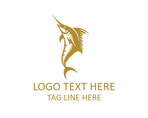 Strong Outline Marlin Fish Logo for Marine Branding