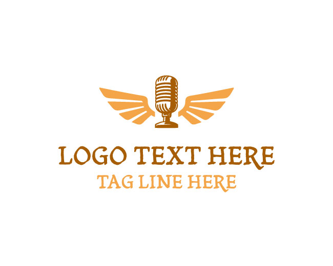 Stylish Podcast Wing Ribbon Logo