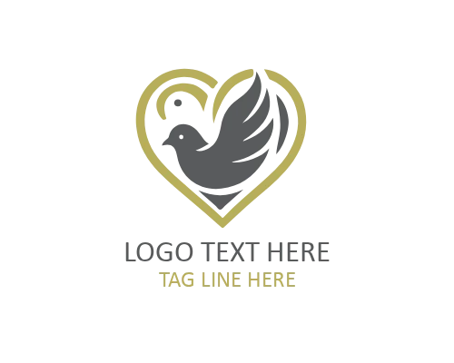  Sun Heart Love Bird Flat Logo for Warm Romantic Brands