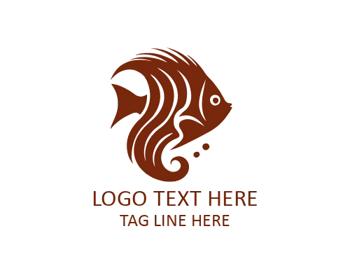 Sunset Tropical Fish Flat Logo for Beach Brands