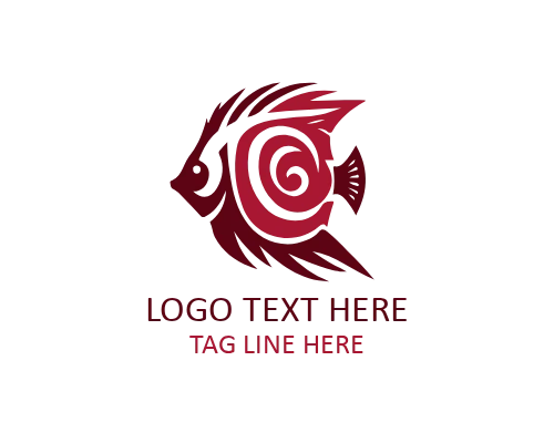 Sunset Wave Tropical Fish Flat Logo