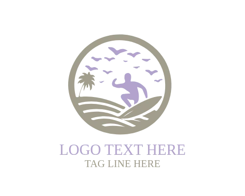 Surf Beach Action Logo for Adventure, Water Sports, and Coastal Brands