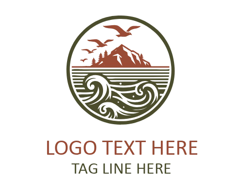Surf Beach Badge Emblem Logo for Coastal Branding