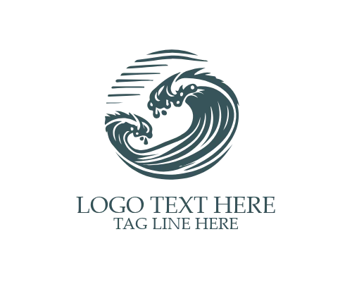 Surfboard and Wave Logo for Adventure and Water Sports