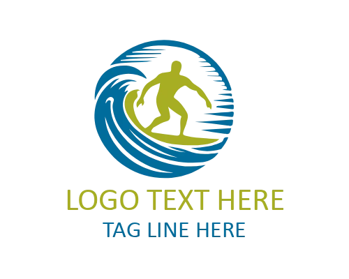 Surfer Action Logo for Dynamic Surf and Ocean Sports Branding