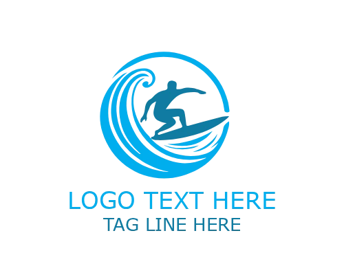 Surfing Wave Shield Logo for Strong Beach and Surf Branding