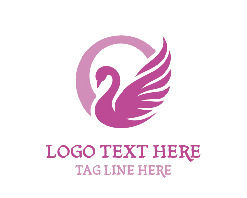 Swan Heart Shape Love Logo