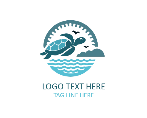 Swimming Turtle Outline Logo