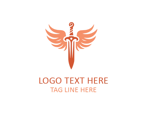 Sword With Wings Emblem Logo