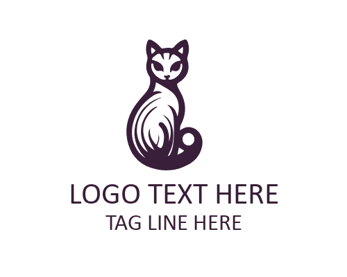 Tail Line Linear Cat Logo for Minimal Pet Branding
