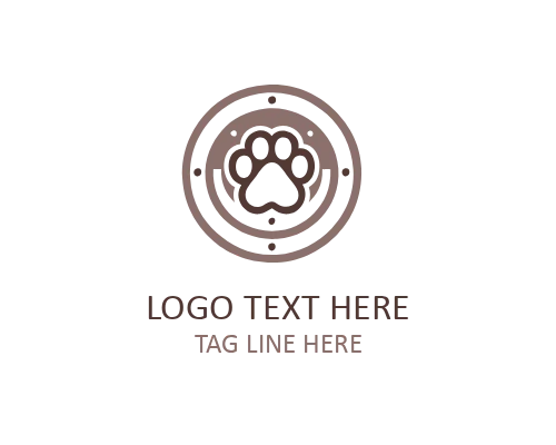 Tattoo Style Paw Print Logo for Bold Animal Branding
