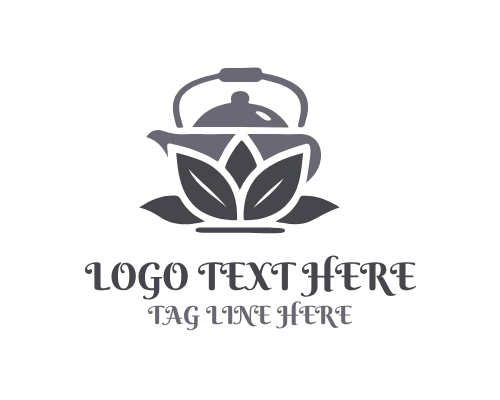 Teapot Modern leaf Logo for Tea Branding