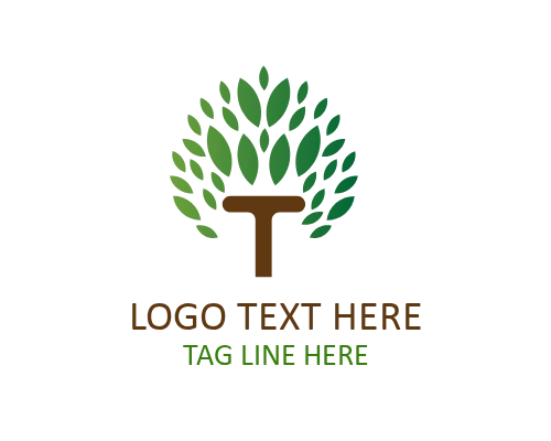 Tech Modern Letter T Leaves Logo for Digital Branding