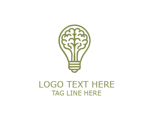Thinking Bulb Brain Logo