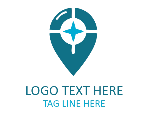 Travel Pin Compass Mark Circle Logo for Navigation Branding