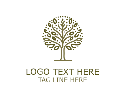 Tree Monoline Badge Logo for Eco and Natural Branding