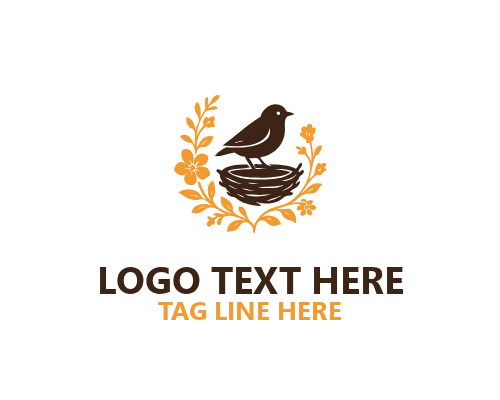 Tree Nest Bird Logo