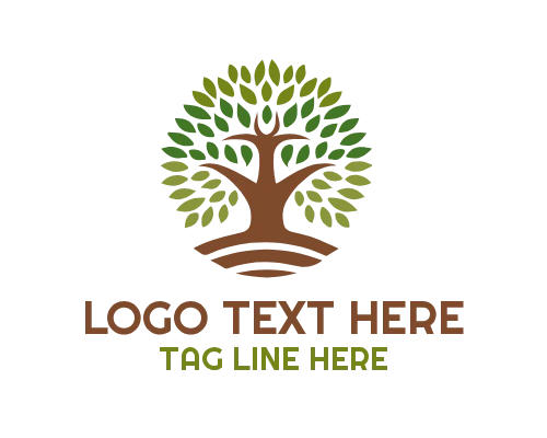 Tree with Leaves Love Nature Logo