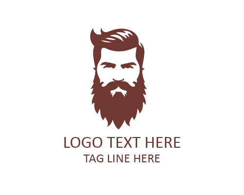 Trendy Beard Guy Icon Logo