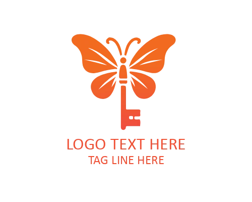 Tribal Butterfly Key Logo