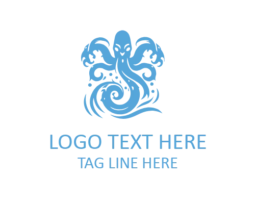 Tribal Octopus Tattoo Style Logo