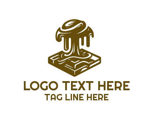 Triple Scoop Chocolate Ice Cream Cone Logo