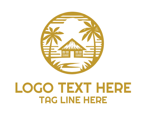 Tropical Beach Hut Logo Design