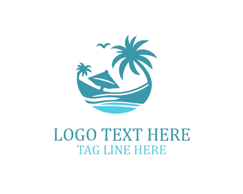Tropical Beach Sunset Logo