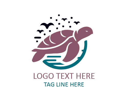 Tropical Sea Turtle Badge Logo