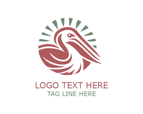 Tropical Sunset Pelican Logo for Coastal, Wildlife, and Eco Brands