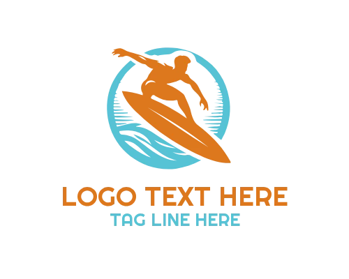 Tropical Surfer Beach Logo