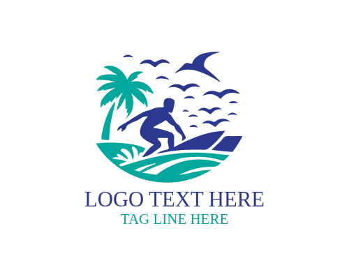 Tropical Wave Surfing Logo for Beach and Adventure Brands