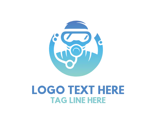 Underwater Scuba Diver Swimming Through Coral Reef Logo