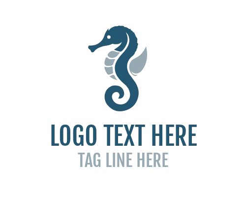 Underwater Sea Horse Bubble Logo
