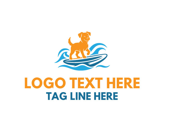 Unique Coastal Surf Dog Logo
