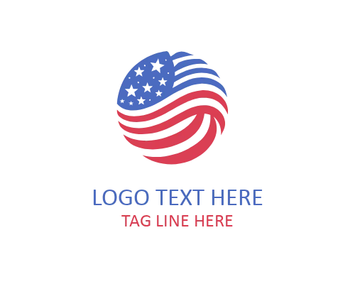 USA Flag Heart Emblem Logo